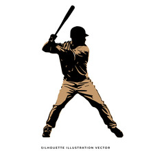 Silhouette Of A Person Playing Baseball Vector Illustration