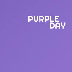 Wall Mural - Composition of purple day text on purple background with copy space