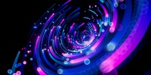 3d Render. Digital Futuristic Ultraviolet Wallpaper, Abstract Neon Background, Pink Blue Glowing Lines And Bokeh Lights
