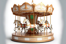 Enjoyable Carousel A Solitary Merry-go-round With Horses. Generative AI