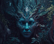 alien, dark fantasy, blue water, magic, scenery, druid, goblin, art illustration