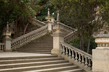 Canvas Print - Stairs on each side of Cascades Square Barcelona