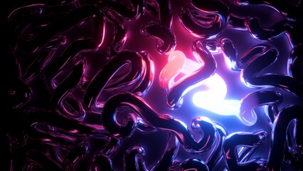 Wall Mural - 3d render, abstract background with glowing neon flexible tube