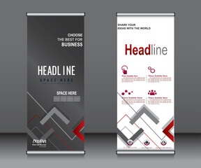 Wall Mural - Roll up banner template design,banner layout, advertisement, pull up, polygon background.