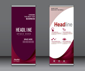 Wall Mural - Roll up banner template design,banner layout, advertisement, pull up, polygon background.