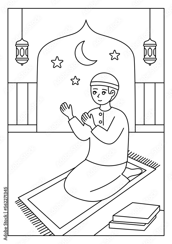 Ramadan Activity COloring Page for Kids Stock Vector | Adobe Stock