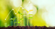 Three young green plants growing at sunlight Environment technology Green plants Close up Motivation personal growth Growth chart Infographic