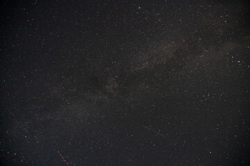 Wall Mural - Satellite trail passing through the milky way, night-sky
