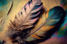 Colorful Feathers Background, Isolated, Dividing Into Multiple Feathers Created With Generative Ai Technology