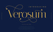 Verosum swirly tail font. Luxury serif typography
