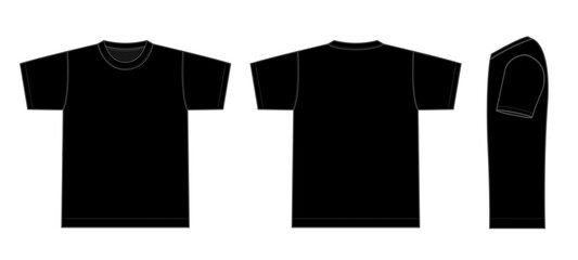 Short sleeve T-shirts template illustration (black / side) /png, no background