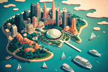 Aerial View Of Singapore. Generative AI