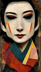 Wall Mural - Abstract portrait of woman. Japanese woman. Generative AI