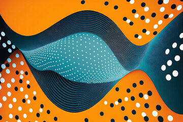 Wall Mural - dots and lines in a wave. Background is amorphous. structure of network connections. Generative AI