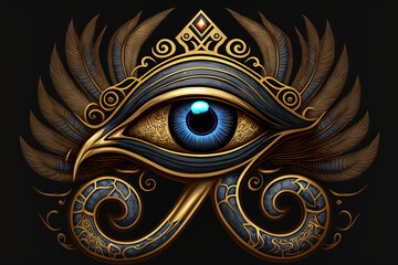 Egyptian god Horus's left eye, also known as the Oudjat of Horus, was a sign of pharaonic protection in Egypt. Generative AI