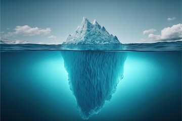 iceberg in polar regions which shows a big hidden potential beneath the surface created with generat
