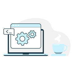 Poster - in progress, please wait concept illustration flat design vector eps10. modern graphic element for l