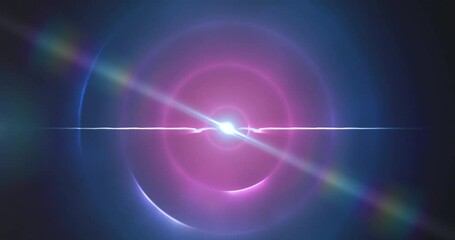 Poster - Animation of light spots and circles moving over black background