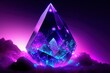 Blue Crystals Glowing Inside Purple Crystal.generative Ai.