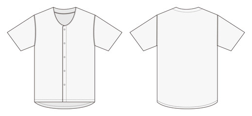 Wall Mural - Jersey shortsleeve shirt (baseball uniform shirt) template illustration | png, no background