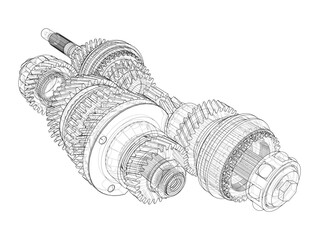 Aufkleber - Gearbox sketch. Vector