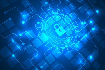 Wall Mural - cyber security on code number protection technology abstract background.