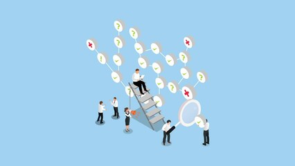 Business people with Flow chart 3d animation