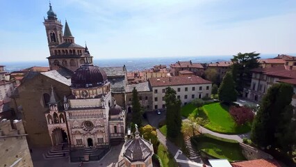 Wall Mural - Piazza Duomo landmarks from the clocktower, Bergamo, Italy