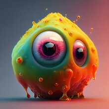 Cute Adorable Big Eyes Blob Goo Monster Creature Cuteness, Generative Ai