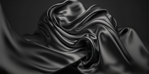 Smooth elegant black silk or satin texture as abstract background. Luxurious background design.