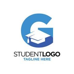 Letter G Graduation Hat Logo Design Template Inspiration, Vector Illustration.