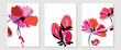 © TWINS DESIGN STUDIO - Abstract floral and botanical watercolor wall art vector set. Botanical flower with vibrant watercolor painting template canvas. Minimal nature design for home decor, interior, poster, cover, banner.