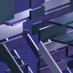 Wall Mural - violet blue abstract geometric shape 3d render illustration