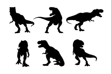 Wall Mural - Set of silhouettes of tyrannosaurus vector design