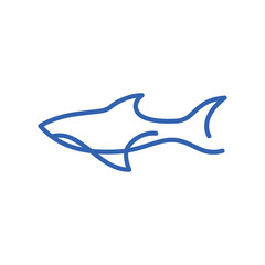 Wall Mural - shark monoline line art logo vector icon illustration