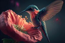 Macro Photography Of A Hummingbird Feeding On An Hibiscus Flower