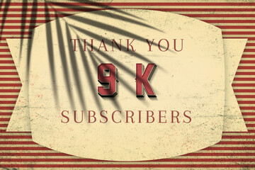 9 K  subscribers celebration greeting banner with Retro Design