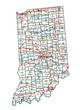 Indiana road and highway map. Vector illustration.