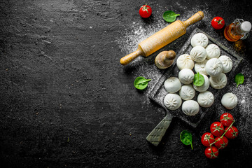 Poster - Freshly preparation raw manta dumplings.