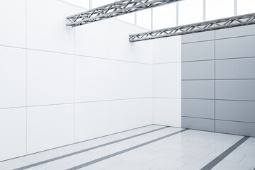 Poster - Clean empty white garage interior. Warehouse concept. 3D Rendering.