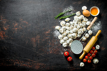 Canvas Print - Preparation of raw dumplings.