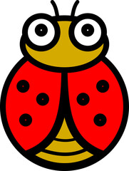 Wall Mural - Cute red ladybug drawing doodle icon PNG.