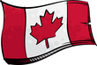 Painted Canada flag waving in wind