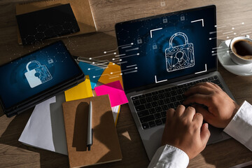 Poster - CYBER SECURITY Business technology Antivirus Alert Protection Security and Cyber Security Firewall Cybersecurity and information technology.