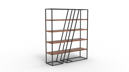 Wall Mural - wood shelf angle view with shadow 3d render