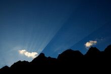 Low Angle View Of Silhouette Mountain Against Blue Sky During Sunset