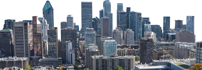 Poster - Isolated PNG cutout of a modern cityscape on a transparent background, ideal for photobashing, matte-painting, concept art