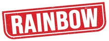 RAINBOW Text Written On Red Stamp Sign.