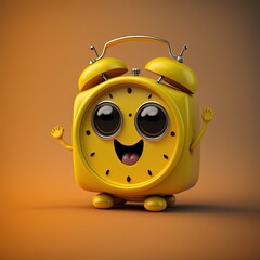 Sticker - Cute Cartoon Alarm Clock Character (Generative AI)