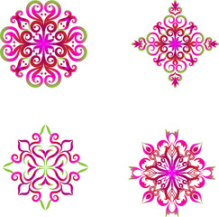 Poster - Indian colorful; mandala ornamentation design. Asian traditional mehandi style decor.